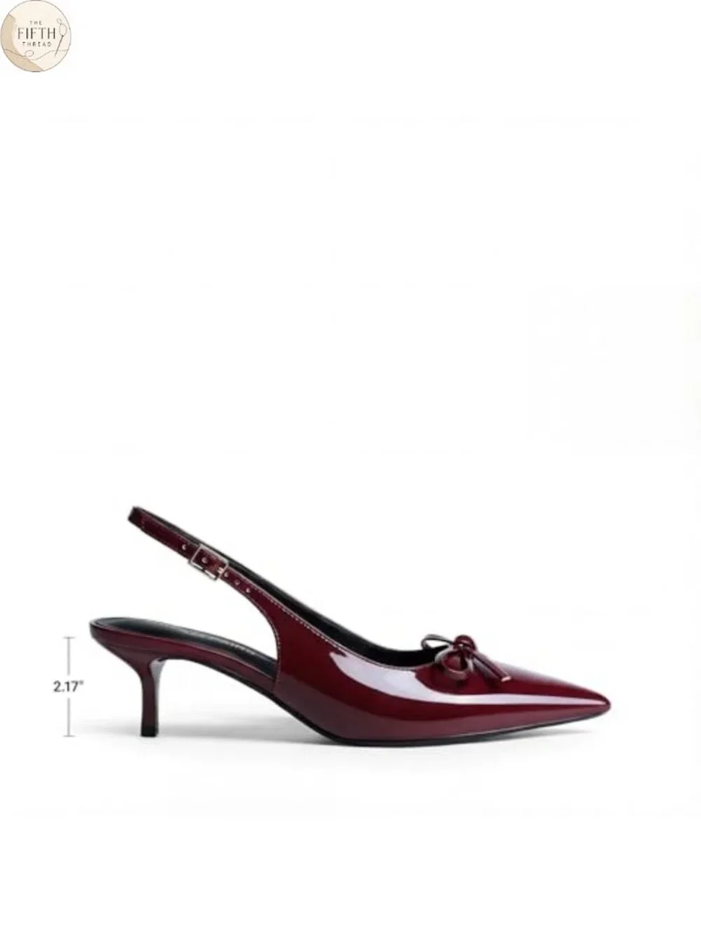 Women's Faux Leather Slingback Kitten Heel Pointed Toe Pumps